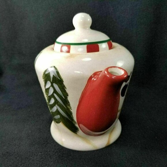 Crazy Mountain Snowman Teapot Trees Birds Birdhouse Red Handle and Spout - Picture 4 of 7